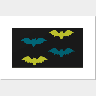 Bats Tile (Green and Blue) Posters and Art